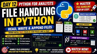 Day-12 Python File Handling Tutorial Read Write Append Files in Python Python for Beginners