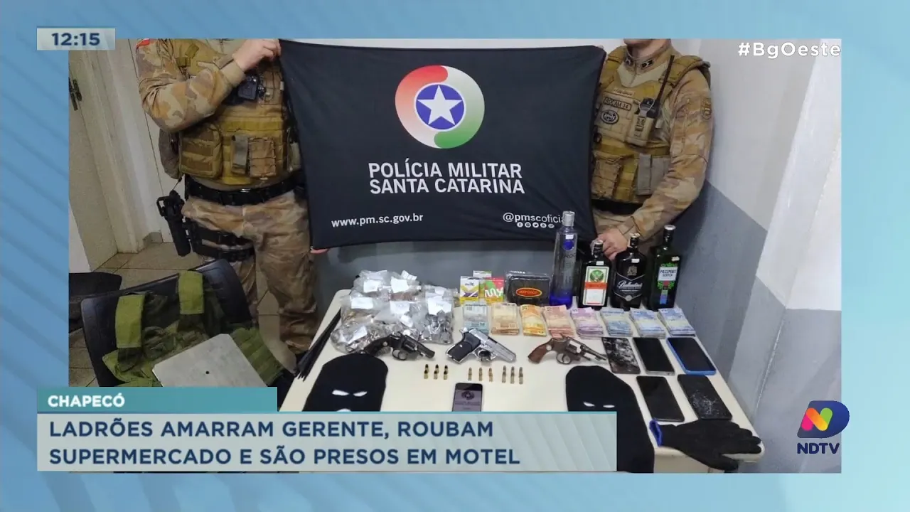 Ladrões amarram gerente, roubam supermercado e são presos em motel