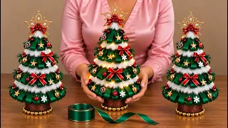 😍Bu Noel Ağacı Hiçbir Yerde Yok🎄Kurdeleden Işıklı Noel Ağacı Yapımı 