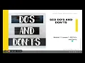 SEO Best Practices - SEO Do s and Don ts