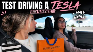 Test Driving A Tesla with FLEXWNESS Mall Haul