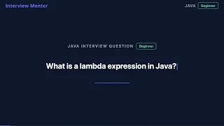 What is a Lambda Expression in Java Interview Question