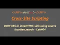 DOM XSS in innerHTML sink using source location search Lab