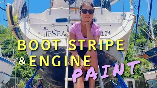 PAINT MATCH FAIL – Painting a New Boot Stripe, Painting Yanmar Diesel Engine & Splash Delay –  Ep 52