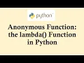 Easy Python tutorials Anonymous lambda function