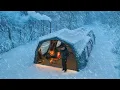 Lagu Camping in Heavy Snow with My Dog . 3-Room Inflatable Tent . Wood Stove ASMR