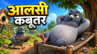 आलसी कबूतर | Hindi Kahani | Chidiya Cartoon | Hindi Moral Stories | Hindi Kahaniya 