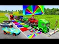 Download Lagu Flatbed Truck McQueen | Transportation with Truck - Pothole vs Car #39 | BeamNG.Drive Gameplay