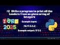 Zoho Interview Question 2025 Round 2 Coding Leaders in an Array codeandinnovate
