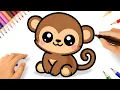 HOW TO DRAW A CUTE KAWAII MONKEY EASY