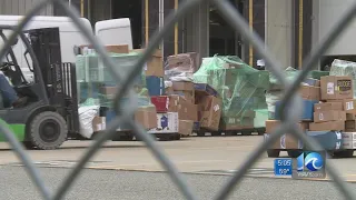 Packages piled up at Peninsula FedEx facility
