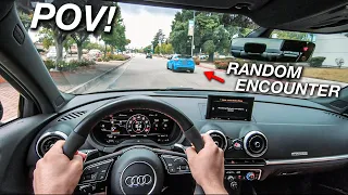 pov city driving in a 2018 audi rs3 quattro 
