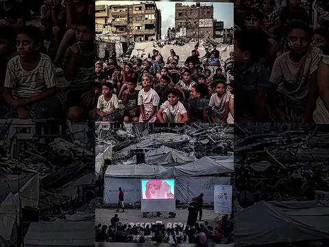 Anak Anak Gaza Duduk Diantara Reruntuhan bangunan demi nobar kartun #shorts #freepalestine #gaza