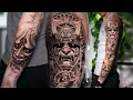 BLACK and GREY JAPANESE-INSPIRED TATTOO SLEEVE Timelapse