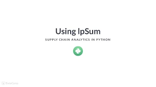 Python Tutorial Using lpSum