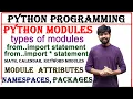 python modules and module types module attributes namespaces packages python programming