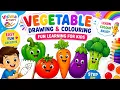 Vegetable Drawing and Colouring for Kids Easy Vegetable Coloring Pages Kids Learning Activities