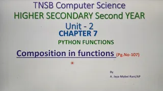 Composition in Functions with example - Python Part 8 Chapter 7 in Tamil A Jaya Mabel