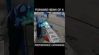 Watch the complete build on youtube #odiseacatamarans #performanceboats #welding #boatbuild