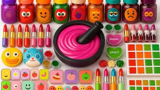 مكياج سلايم م رض باستجابة الاستجابة الحسية الذاتية ASMR خلط اللمعان وأحمر الشفاه في سلايم قوس قزح 