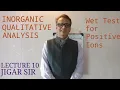 Inorganic Qualitative Analysis Jigar Shah Lecture 10 Wet test of positive ions