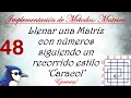 Ejercicio 48 Llenar una Matriz de numeros con un recorrido estilo Caracol IZQ-DER ARRIBA-ABAJO