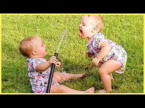 Download MP3 Funny Babies Playing With Water || Baby Outdoor Videos