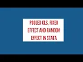 Pooled OLS Fixed Effect Random Effect Model in Stata Part 2
