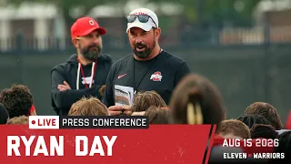 Ryan Day meets the media after Ohio State s ninth practice of the preseason