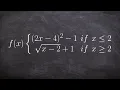 Graphing a Piecewise Function Radical and Quadratic With Transformations