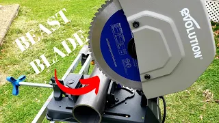 this chop saw cuts through steel like a beast because of this special blade new evolution cop saw 