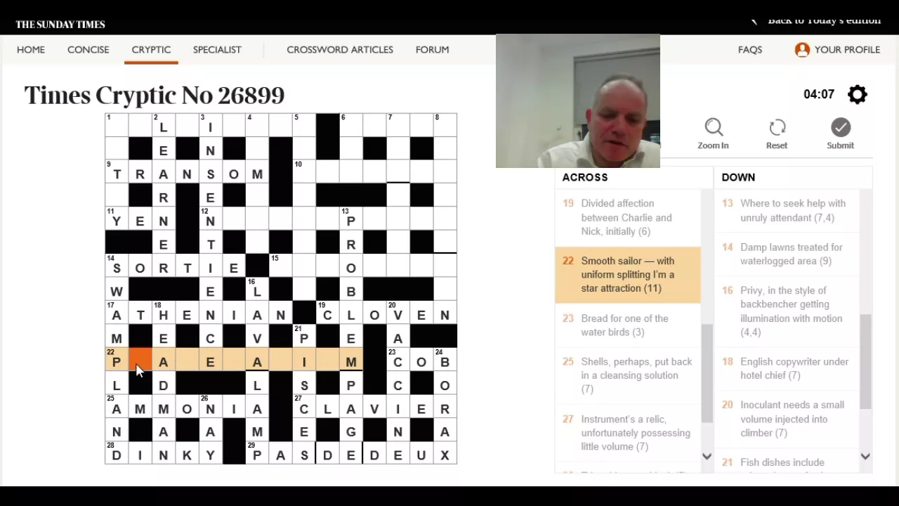 Solving the Times Crossword on 4th December