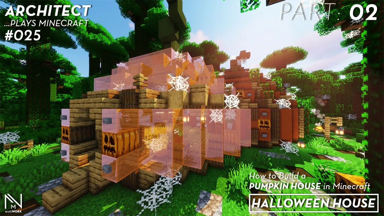 Minecraft Pumpkin House Tutorial | How to Build a Pumpkin House in Minecraft Tutorial - Part 02