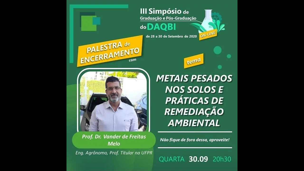 Metais Pesados nos Solos e Práticas de Remediação Ambiental - Dr. Vander Melo - III SIMDAQBI
