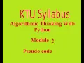 KTU Syllabus Algorithmic Thinking With Python module 2