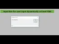 How to use input box for user input dynamically in Excel VBA