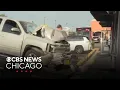 Pickup truck slams into strip mall in Hanover Park