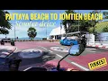 Lagu Pattayan rantakatua Jomtien biitsille, Via Pattaya beach road to Jomtien beach