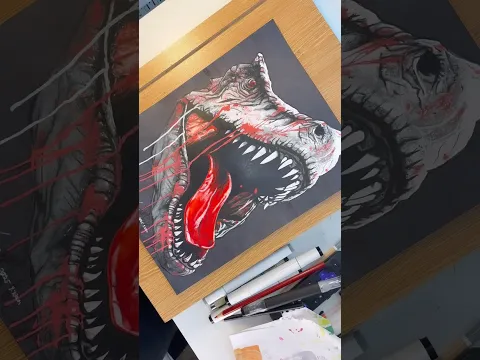 Realistic Dinosaur drawing✍🏾🦖🩸 #thefineartist #artist #drawing #art #artwork
