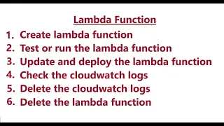 Create AWS Lambda Function Create Update Deploy and Delete the Lambda function