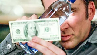 he discovers a location for a hidden treasure painted on the 100 bill but he is not alone