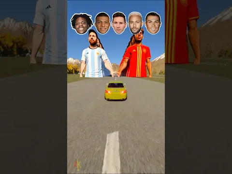 Ronaldo VS Messi VS Neymar VS iShowSpeed | Football Players Car #beamngdrive #shorts