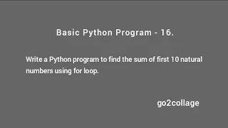EP 16 Language Python Basic Program I go2collage