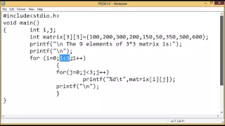 create a 3 3 matrix using a 2 dimensional array in c programming