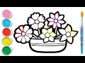 Drawing and Coloring Flower Vase Painting and Drawing for Kids and Toddlers Coloring Pages