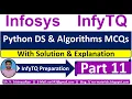 Python DS Algorithms MCQs InfyTQ 2023 Python MCQs Python MCQs Solution Explanation Part-11