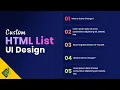 Custom HTML List UI Design CSS Gradient Counter List