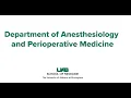 Welcome from the Chair Anesthesiology Residency Program