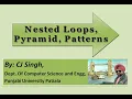 Lecture 12 Nested Loops Pyramid using loops Patterns using loops basics of nested loops in