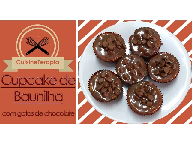 CUISINE TERAPIA COMO FAZER CUPCAKE DE BAUNILHA COM GOTAS DE CHOCOLATE